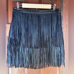 a.n.a Black Fringe Faux Leather Mini Skirt